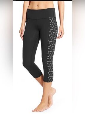ATHLETA Navy Size XL High Rise Capri Leggings with Side Geo Print